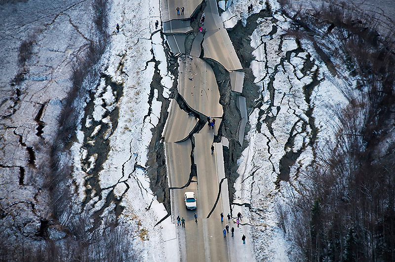 Highway after an earthquake