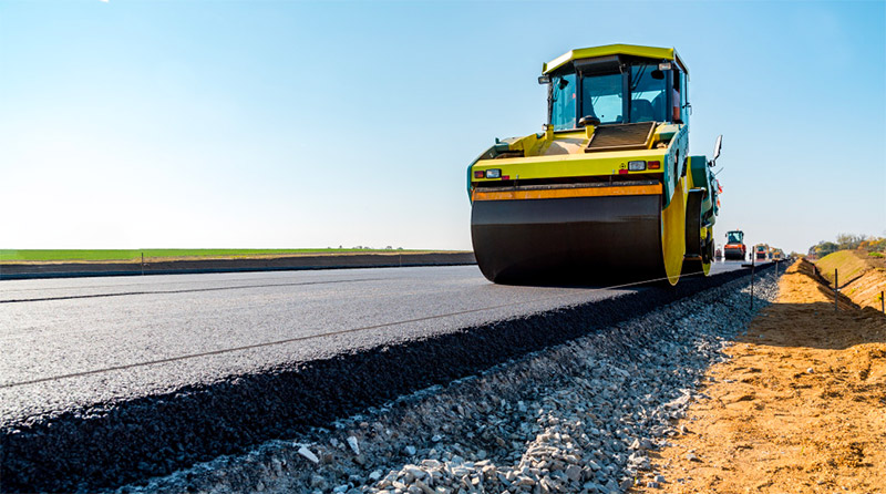 Steamroller on a new road